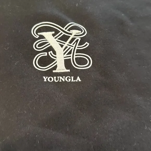 NWT Young, LA black hoodie, hooded sweatshirt, black rhinestone embellishment - Picture 2 of 5